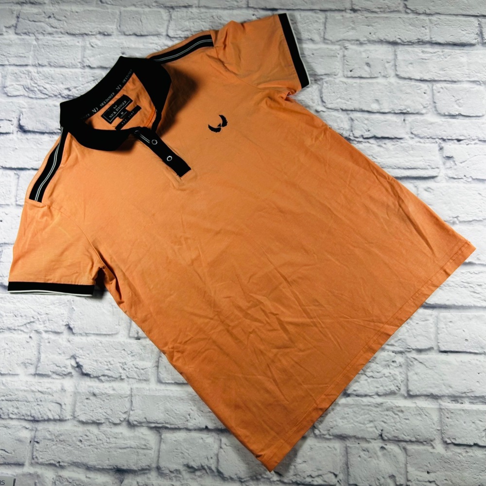 Nick Danger Men's Peach Black Short Sleeve Polo Shirt Wing Logo Size M